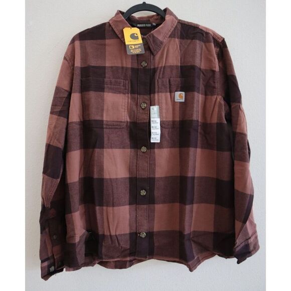 Carhartt Women's Sz L (12-14) Rugged Flex Loose Fit Midweight L/S Flannel Shirt - Picture 1 of 10
